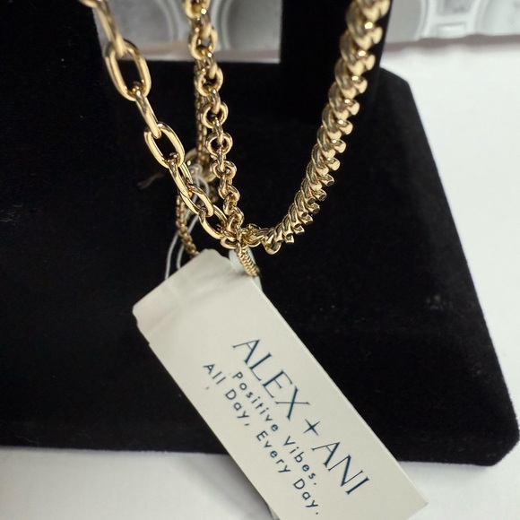 Alex and Ani Triple Row Gold Bracelet with Black Beads - Picture 3 of 4